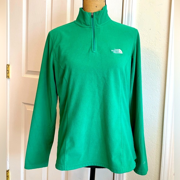 The North Face TKA100 quarter zip mock winter fleece emerald green women’s L - Picture 1 of 15